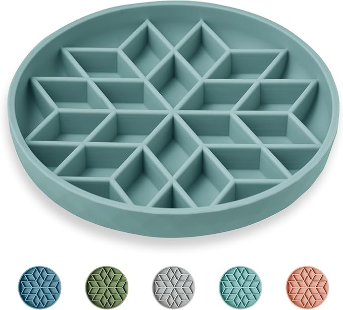OHMO Slow Feeder Dog Bowls(Celestial, 7.3") for Medium Small Large Breeds,Non-Slip Slow Feeder Cat Bowl with Suction Cup, Durable Food-Grade Silicone, Anti-Chocking and Anti-Bloat
