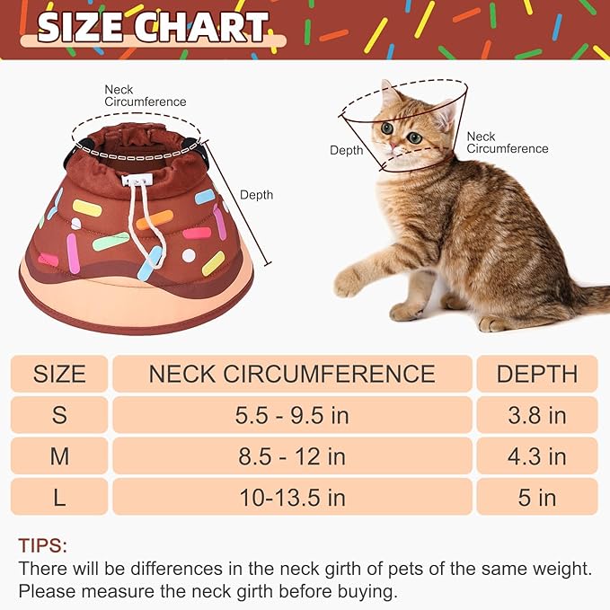 KOOLTAIL Cat Cone Collar Soft, Adjustable Cat Cones to Stop Licking, Foldable Donut Water Resistant Pet Recovery Neck E Collars After Surgery, Kitten Elizabethan Collar for Small to Large Cats,Brown M
