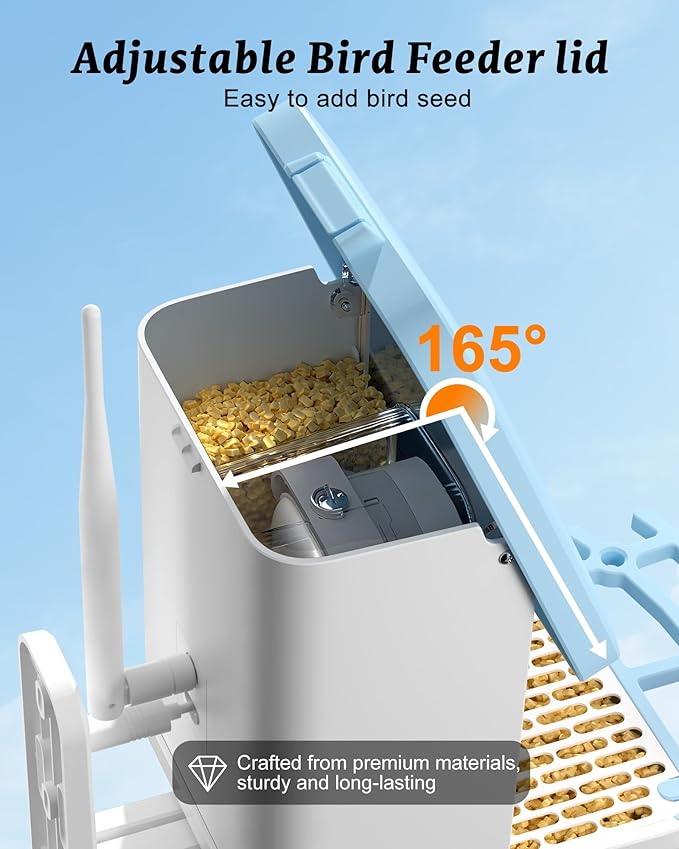 Smart Bird Feeder with Camera - 2.5K HD Bird Feeder Cameras Solar Powered, AI Birds Identification via App WiFi Outdoor Waterproof Birdhouse Watch Night Vision, 4000mAh Battery, Gift for Birdlovers