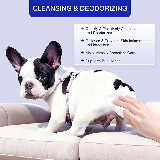 MIOSSZI Pet Cleaning Deodorizing Wipes for Dogs & Cats Pet No-Rinse Grooming Wipes Hypoallergenic Disposable Pet Bathing Wipes Hydrating & Nourish Fur Dog Cleaning Wipes for Paw, Butt, Body 160 pcs