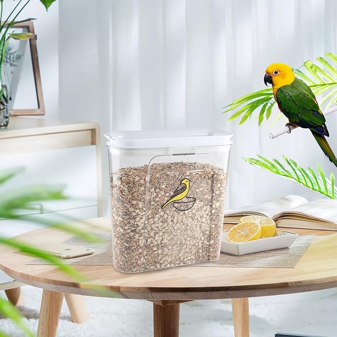 135 oz Pet Food Storage Containers-Airtight Bird Seed Storage Container with Easy Pour Spouts-Irregular Shape Wild Bird Seed Dispenser -BPA-Free Plastic for PetBirds Parakeets Finches Food Storage
