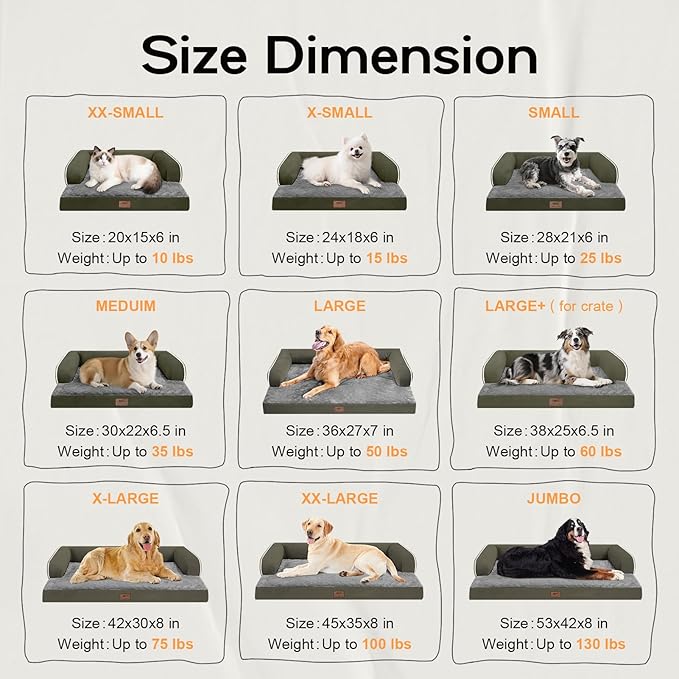 Small Dog Bed Orthopedic Washable Cat Bed Memory Foam Couch Sofa Comfy Pet Beds with Waterproof Removable Cover & Non-Slip Bottom