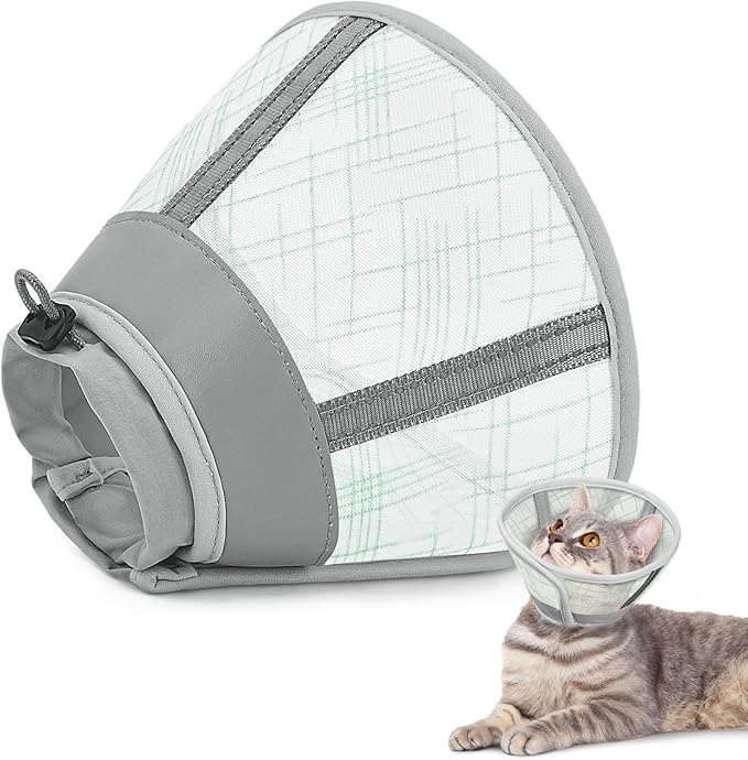 Supet Cat Cone Collar Soft to Stop Licking Scratching, Breathable Comfortable Mesh Recovery Cone for Cats After Surgery Neuter, Lightweight E Cone Collar Alternative (S)
