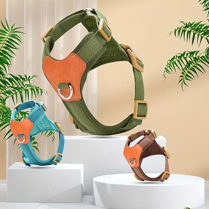 Blue Medium No Pull Dog Harness for Small Dogs, Anti-Escape Easy Walk Puppy Harness with 2 Leash Clips, Adjustable Dog Vest Harness for Training Walking(Blue, M)