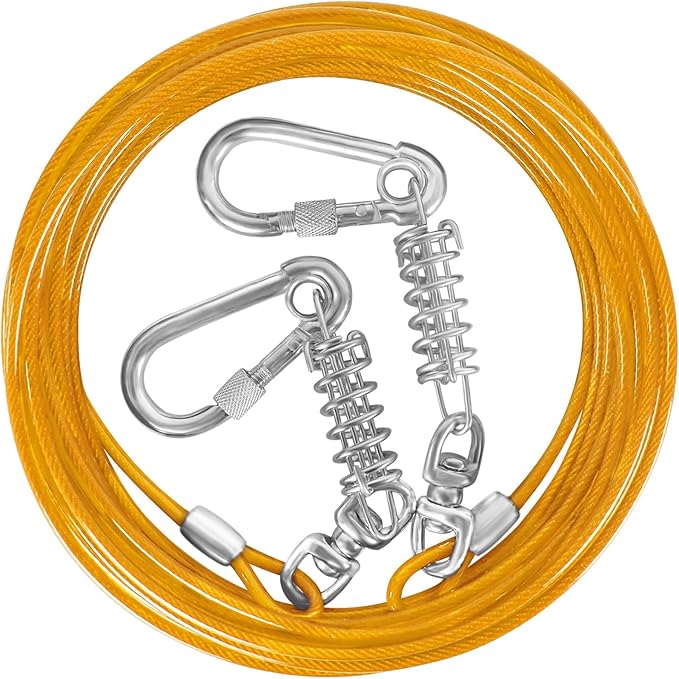 Dog Tie Out Cable - 10/15/20/25/30FT Heavy Duty for Large Dogs Up to 250LBS - Rosy Pink/Blue/Purple/Silver/Red/Green/Yellow