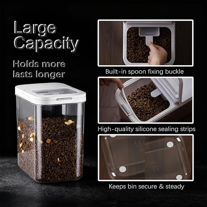 LivLab Mker Dog Food Storage Container - 6L/6KG/10LBS Pet Food Storage Containers With Lids & Scooper, BPA Free Airtight Storage Containers Store Dry Food For Kitchen Pantry
