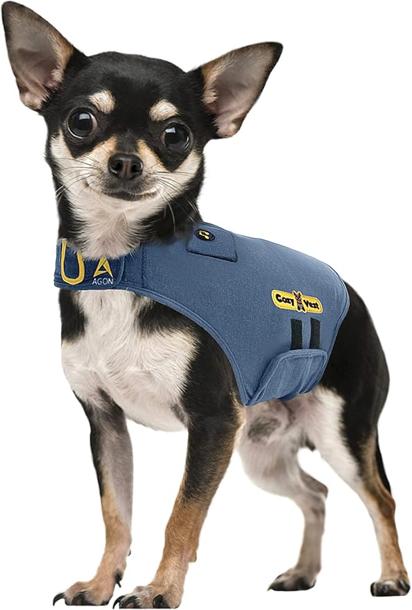 CozyVest® Dog Anxiety Vest 3-in-1 Music & Aromatherapy Shirt, Relaxing Sound & Essential Oils Jacket, Fireworks Thunder Separation & Thunderstorm Canine Stress Relief Coat (Gray, XXS [Up to 7 Lbs])