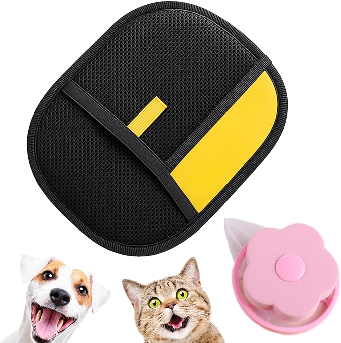 Pet Hair Removal Gloves, Pet Grooming Gloves, Electrostatic Pet Hair Remover Glove for Cats & Dogs, Washable Reusable Pets Hair Remover Tool for Clothing, Furniture, Couch, Car Seat, Curtain (1)