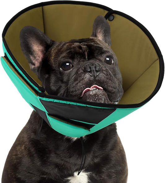 Small Dog Cone Collar, Adjustable Soft Dog Cone for Small Dogs to Stop Licking, Breathable Pet Recovery Cone for Small Male Female Dogs, Green S