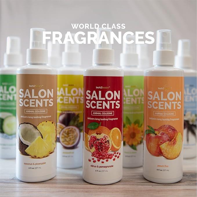 Bark2Basics Salon Scents Pet Grooming Cologne - 8 oz, Natural Professional Groomer Perfume for Dogs and Cat, Long Lasting, Deodorizing, (Citrus and Pomegranate)