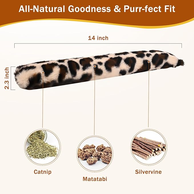 3Pcs Leopard Print Cat Kicker Toy with Organic Catnip - Durable Chew Pillow for Indoor Cats, Plush Catnip Toys for Play & Calming, Soft Cat Bed Stuffing (Leopard)