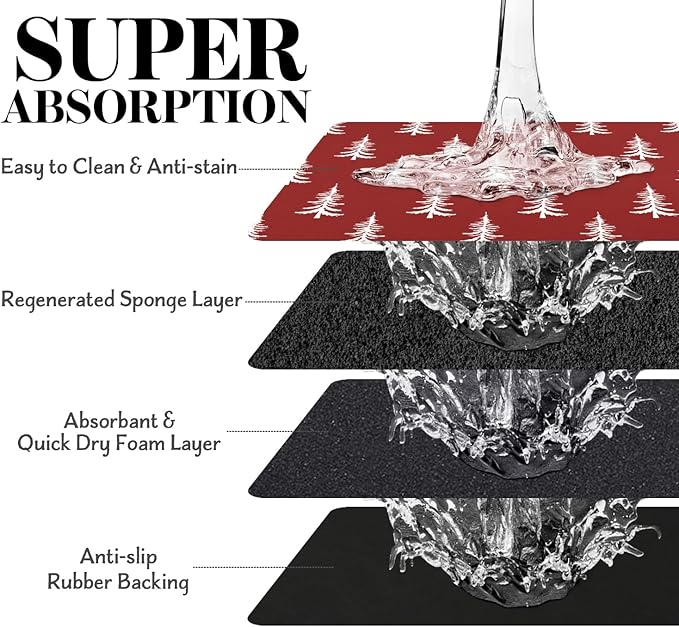 Dog Cat Food Mats for Floors, Absorbent Dog Bowl Mats for Food and Water, Quick Dry Non-Slip Pet Food Mat