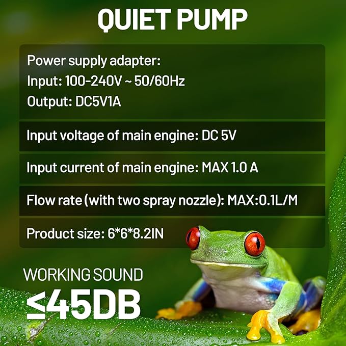 2.2L Reptile Mister with 2pcs Nozzles, Solo Reptile Mister System with Timer, Automatic Mister Fogger for Reptile Tank, Adjustable Terrarium Misting Humidifier for Reptiles/Amphibians