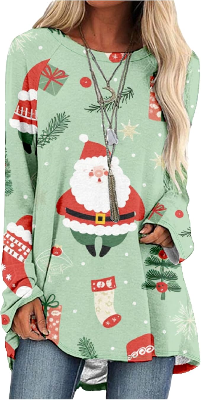 MARSVOVO Women Novelty Graphic Plus Size Sweater Crewneck Long Sleeve Cute Printed Loose Fit Casual Fall Sweaters Top