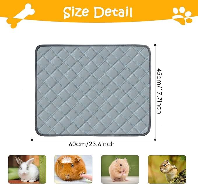 4 Pack Guinea Pig Cage Liners Washable Super Absorbent Guinea Pig Bedding Waterproof Reusable Guinea Pig Pee Pads Anti Slip Mat for Small Animals Rabbit Hamster Rat - 24" x 18"
