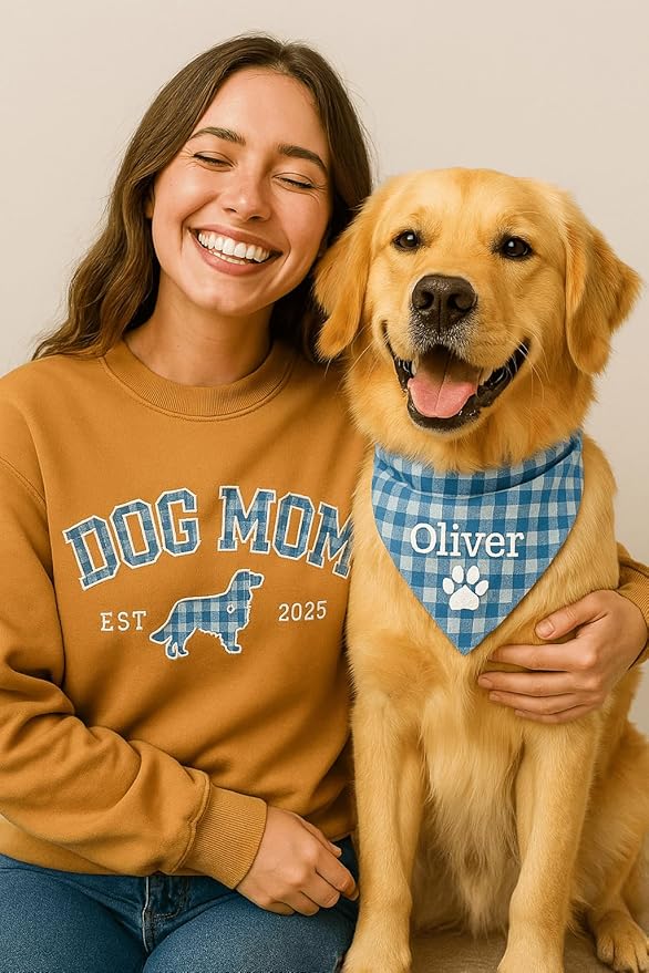 NAZENTI Personalized Dog Mom Sweatshirt, Cat Lovers Gift, Matching Dog and Owner Sweater, Gift Christmas Memorial Birthday