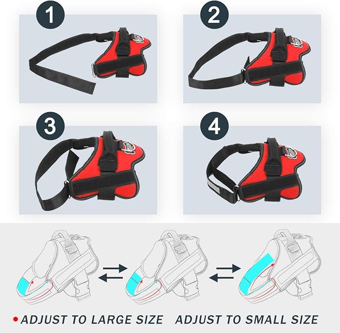 Bolux Dog Harness, No-Pull Reflective Dog Vest, Breathable Adjustable Pet Harness with Handle for Outdoor Walking - No More Pulling, Tugging or Choking (Red, XS)