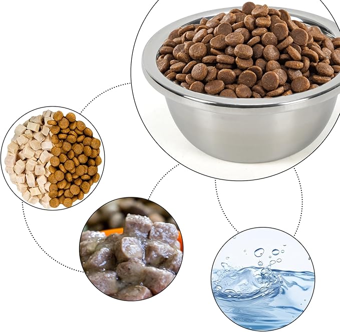 3 Pcs Stainless Steel Dog Bowls,Stainless Steel Metal Pet Bowls,3 Pack for Replacement Dog Bowl for Stand,Extra Large Metal Food and Water Dish Pet Bowls for Dogs, Raised Feeder(1400ml/48oz