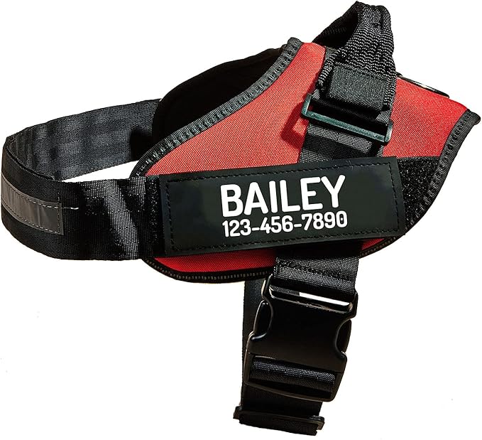 PawPawify Custom No Pull Dog Harness with Name and Phone Number, Heavy Duty Personalized Pet Vest to Prevent Tugging, Pulling, or Choking, Training and Walking (Red, XL (Chest 28-35in))