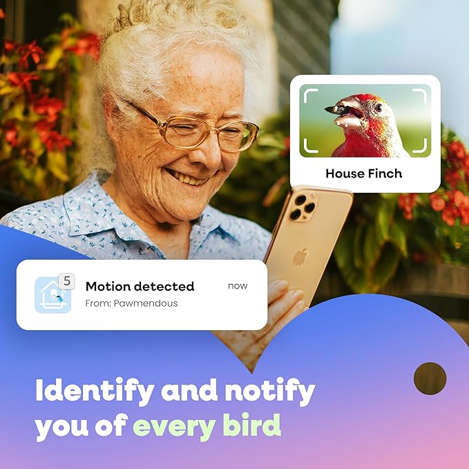Bird Feeder with Camera – AI Identifies 10,000+ Birds, Real-Time Alerts & Two-Way Audio – Solar & Wired Powered, IP65 Waterproof for Backyard, Garden, Patio – Ideal for Bird Lovers
