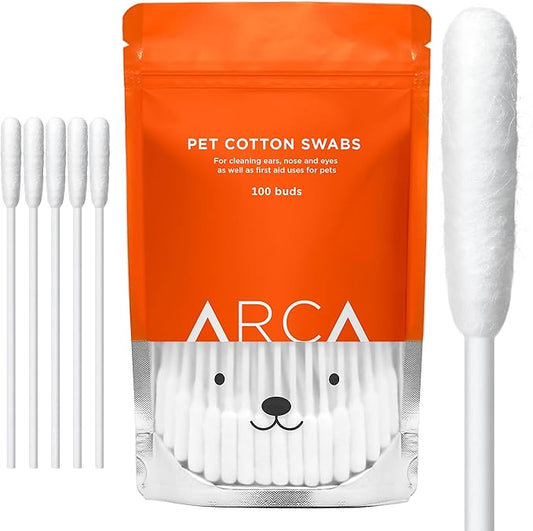 Cotton Swabs for Dogs and Cats - Cat & Dog Ear Cleaner Long Cotton Swab - Extra Long Stick, Cat & Dog Ear Cleaning Kit for Puppies and Pets, Multipurpose Pet Cotton Swabs for Ears (100 Buds)