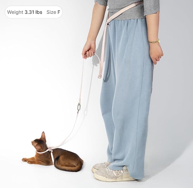 Cat Harness and Leash Set, Lightweight Escape Proof Cat Harness Leash with Padded Handle, Adjustable Cat Leash and Harness for Kitten Small Large Cats Walking Training (Blush Pink, M)