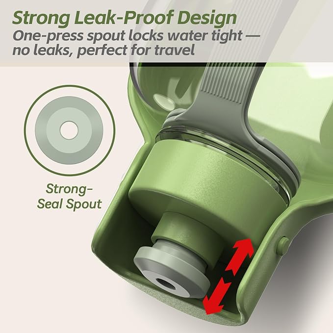 Portable Dog Water Bottle – 19 oz, Exclusive Latest Large Wide-Mouth Folding Design, Durable Handle Strap, Food-Grade Plastic, Ideal for Walking, Hiking & Outdoor Travel（Army green）