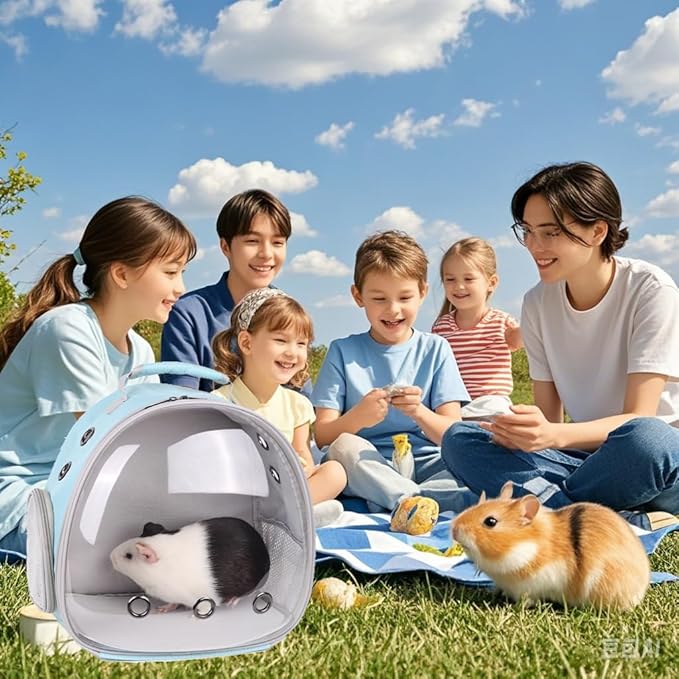 Portable Small Animal Backpack Travel Breathable Pet Carrier Bag Cages for Guinea Pig, Rabbit, Bearded Dragon, Squirrel, Tortoise, Bird, Lizard, Sugar Glider