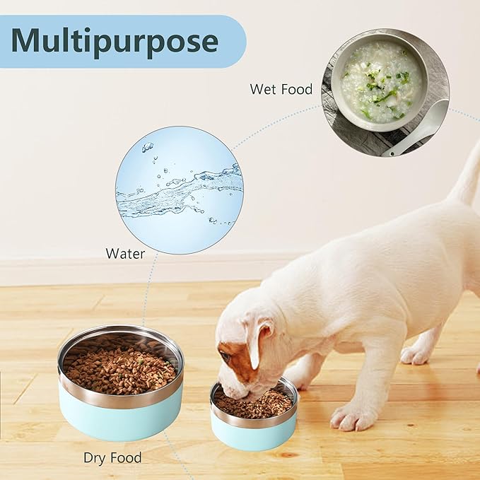 Personalized Dog Bowls with Name, BUGMKCS Customized Steel-stanless Pet Water Bowls for Both Cat & Dog, Engraved Dog Water Bowl, Durable Cute Double Layer Reinforcement Cat Food Bowl for Pets Gifts