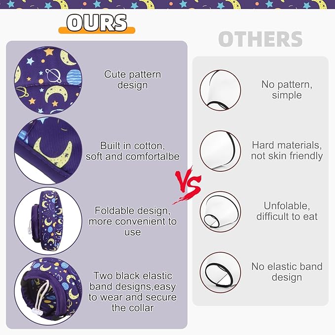 KOOLTAIL Cat Cone Collar, Adjustable Soft Comfortable Cat Recovery Collar to Stop Licking, Foldable Donut Water Resistant Pet Cone for Small Large Cats Kittens After Surgery Star M