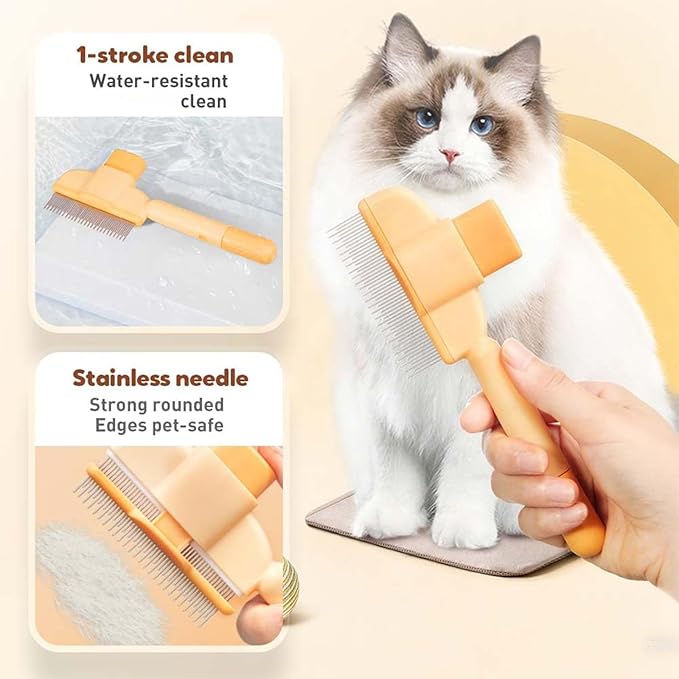 Zen Brush for Cats, Zenbrush Cat Comb, Self Cleaning Pet Comb Grooming Brush, Catdogcomb Pet Grooming for Massaging and Cleaning Shedding Hair (Mix)
