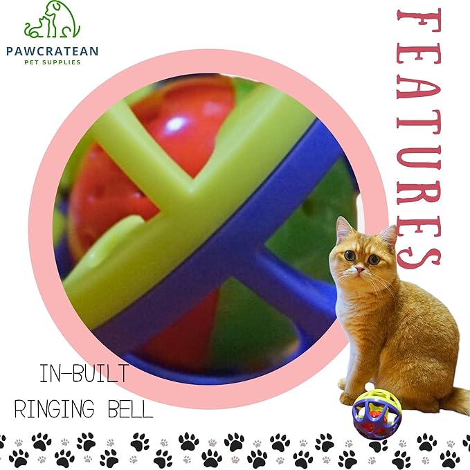 Large Cat Ball Toy with Bell - Durable, Self-Entertainment, Colorful Indoor Exercise (Yellow & Purple) (Purple & Yellow)