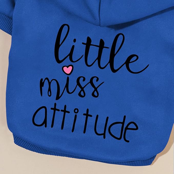 Cat Hoodies for Cats Puppy Pet Clothes Cat Apparel Little Miss Attitude Print Dog Hoodie for Small Medium Dogs Outfits for Kittens(Royal Blue,S)