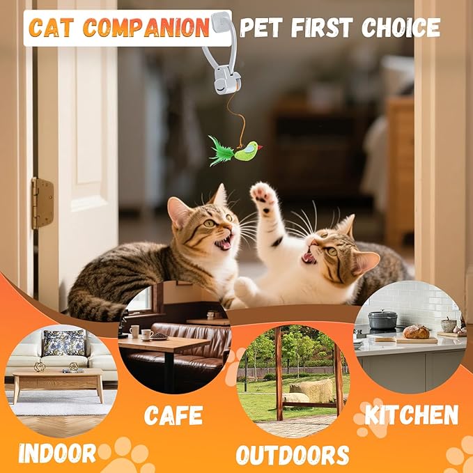Interactive Cat Toys for Indoor Cats Automatic Electric Flying Bird Feather Mouse Toy - Best Kitten & Adult Cat Enrichment Mouse cat Toy Hanging Electric Kitty Toys for Bored Cats