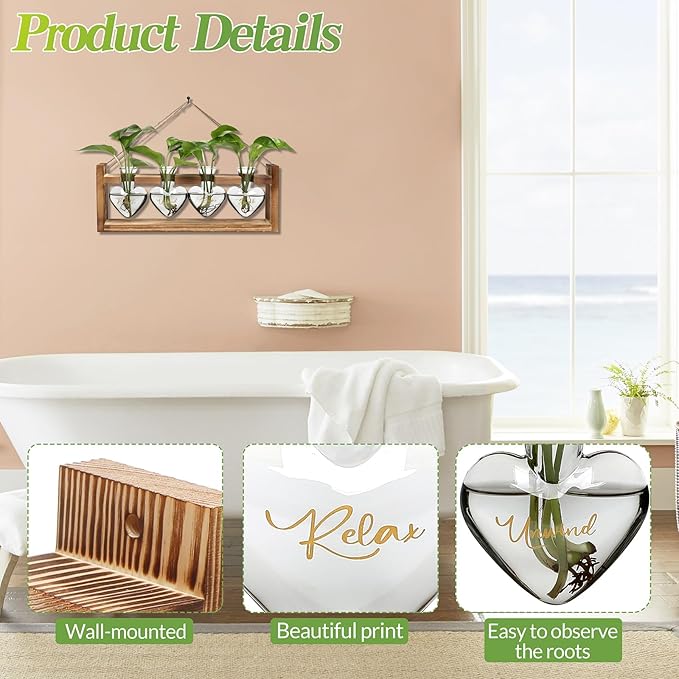 Plants Propagation Stations Plant Terrarium Kit for Bathroom Glass Planters for Indoor Plants Bathroom Decor Accessories - Relax Soak Unwind Breathe