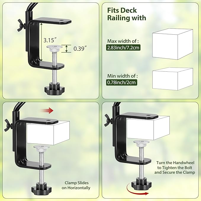 BOLITE Heavy Duty Deck Hook, 20 Inch Bird Feeder Hanger for Hummingbird Feeders, Planters, Lanterns, Wind Chimes, 360° Rotatable Arm, Black
