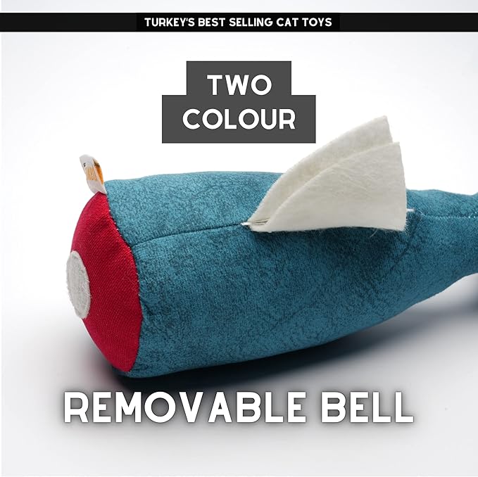 Big Fish Cat Kicker Toy - Refillable Catnip Matatabi Silvervine Filled and Help Relief Anxiety - Kitten Catnip Essentials Treats Supplies Large Interactive Chew for Indoor Cat (Blue)