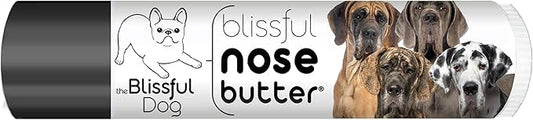The Blissful Dog Great Dane Nose Butter for Dry, Cracked Skin, Lick-Safe Dog Nose Balm with Moisturizing Shea Butter, Almond, Olive, and Essential Oils, Pet Supplies, Uncented, 0.15 oz.