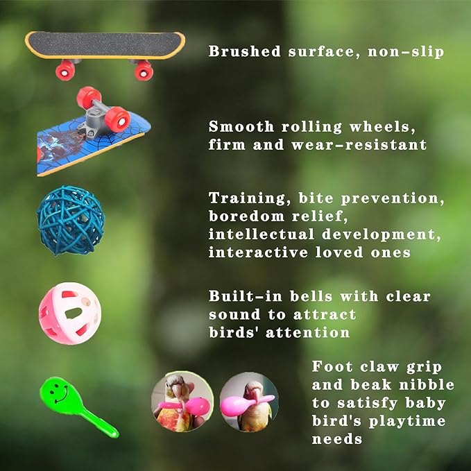 7 Pcs Parrot Bird Swing and perches for cage with Chew Toys Set- Pet Supplies Colorful Wooden Toys with Acrylic Décor Swing Hanging Birdcage Stands Playground for Lovebirds Conures Budgies.