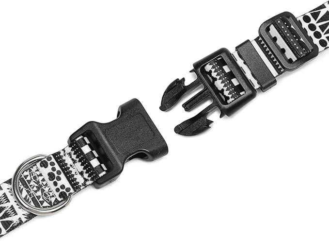 Mercano Adjustable Dog Collar - Special Design Patterns, Soft Nylon Comfortable Durable Pet Collar for Small Medium Large Dogs (S, Black White A)