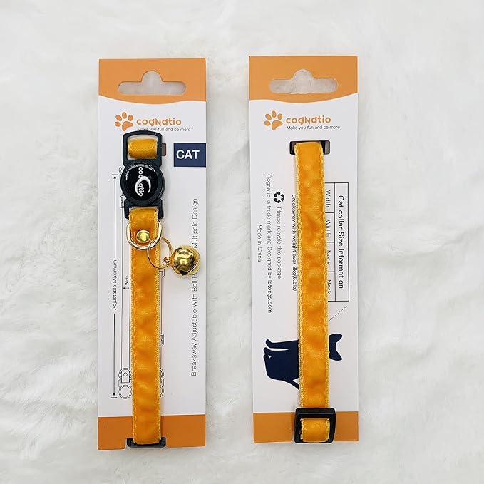 Safety Quick Release Cat Collars,Double Velvet with Bell Available in a Range Colors,Perfect for Your Kitty, Adjustable 20-30 cm
