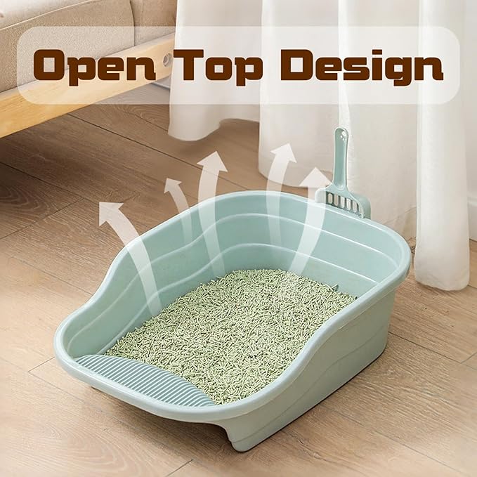 Small Cat Litter Box with High Sides,Cat Boxes for Indoor Cats,Cat Litter Pan for Kitty,Litter Box with Low Entry,Non-Slip Pedal,Easy to Clean,Anti-Splashing (Purple)