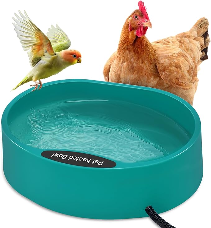 Heated Water Bowl for Chicken, Large Capacity 125OZ Poultry Water Heater for Hens Turkey Goose Duck Pigeon Poultry Birds Drinker in Winter, Chicken Coop Accessories No More Frozen Food Water
