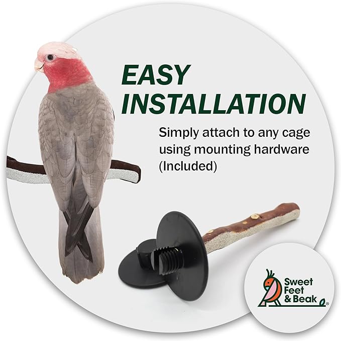 Sweet Feet and Beak Superoost Manzanita Pumice Pedicure Perch- Easy to Install Bird Cage Accessories for Healthy Feet, Nails and Beak - Natural Bird Perches Imitates Birds' Life in The Wild - XL 14"