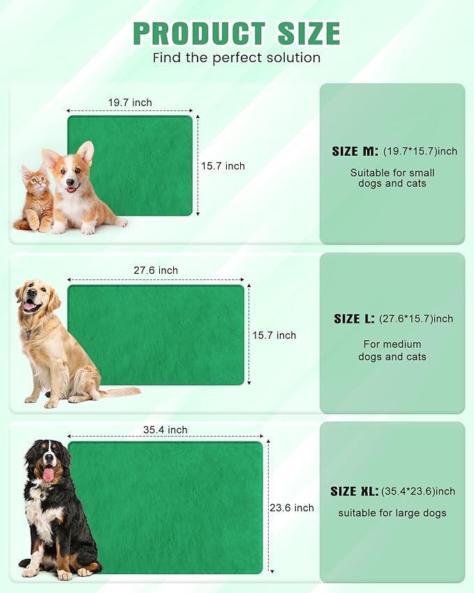 PETNF Outdoor Pet Heating Pad for Cats & Dogs, 100.4-107.6°F Auto Temp Control, Waterproof Fireproof, for Cat House/Dog Kennel/Carport, Fits Domestic & Stray Pets (Green 15.7"X27.6")