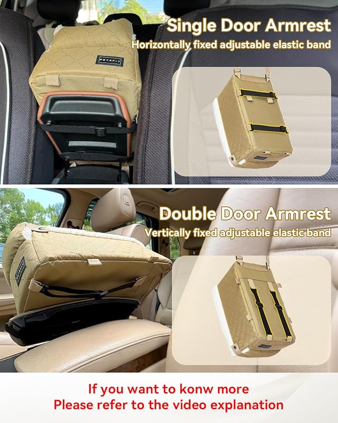 PETSFIT Dog Car Seats for Small Dogs with Safe Protection Hooks, Small Dog Car Seat with Upgraded Safety Tethers, Washable Cushion, Center Console Dog Car Seat (Yellow)