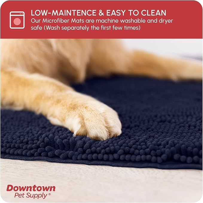 My Doggy Place Microfiber Dog Mat for Muddy Paws, 8' x 2' Navy Blue - Non-Slip, Absorbent and Quick-Drying Dog Paw Cleaning Mat, Washer and Dryer Safe - Hallway Runner