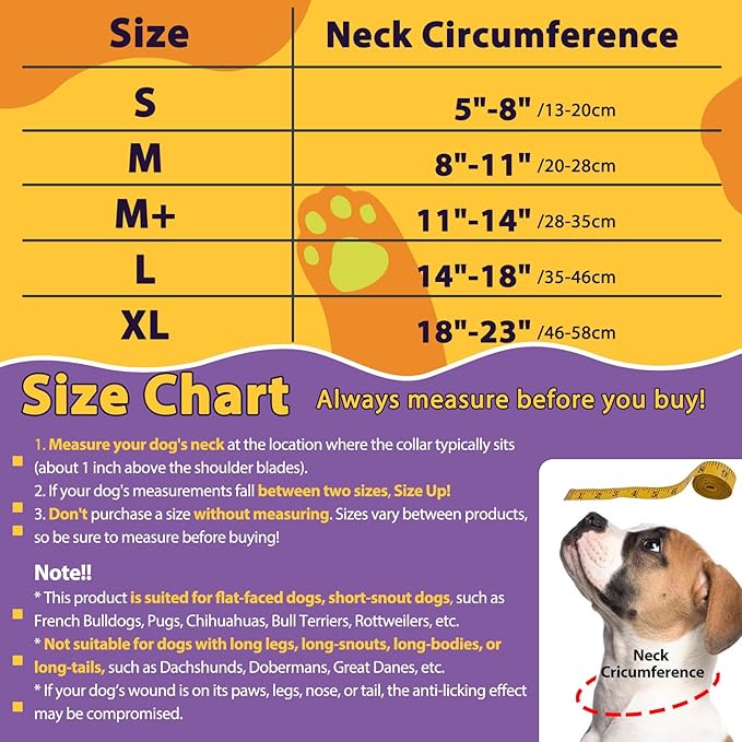 Crazy Felix Soft Donut Cone for Dogs to Stop Licking, French Bulldog Recovery Collar After Surgery Inflatable Cone Alternative for Small Medium Large Dogs, Elizabethan Collar with Boxer Pattern