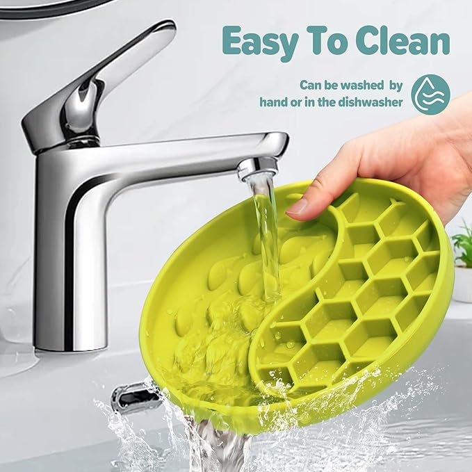 Slow Feeder Dog Bowls, Silicone Pet Food Bowls with Suction Cups, Non-Slip Dog Feeding Slow Down Pet Eating Speed for Fast Eaters, Anxiety Relief & Fun Added (Light Green)