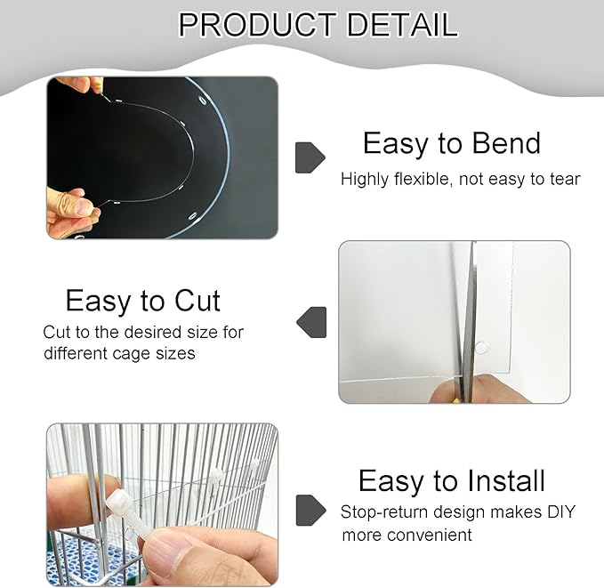 Pet Cage Liner Protection, Rabbit Cage Plastic Panels, 12 PCS Cage Urine Guard for Rabbit, Guinea Pig, Hamster, Hedgehog, Chinchilla, Ferret, Bunny - Transparent, 11.8"x5.9"